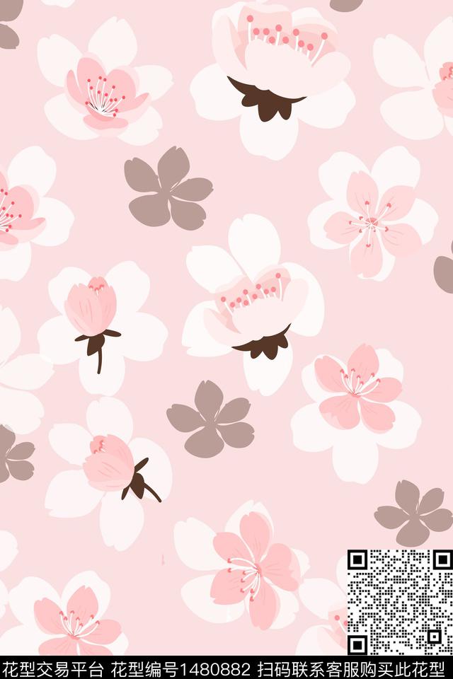 3.6粉色.jpg - 1480882 - 绿植树叶 定位花 民族风 - 数码印花花型 － 女装花型设计 － 瓦栏
