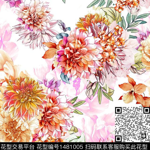 2022030701.jpg - 1481005 - 民族花卉 民族风 花卉 - 传统印花花型 － 女装花型设计 － 瓦栏