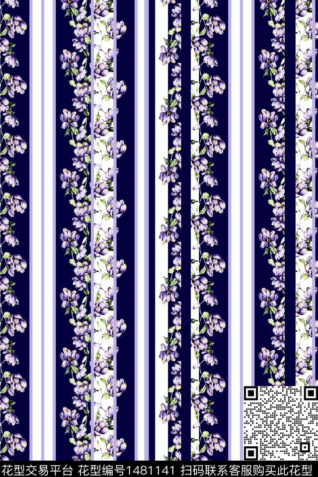 2022037ok.jpg - 1481141 - 几何花卉 藏青 小碎花 - 数码印花花型 － 女装花型设计 － 瓦栏