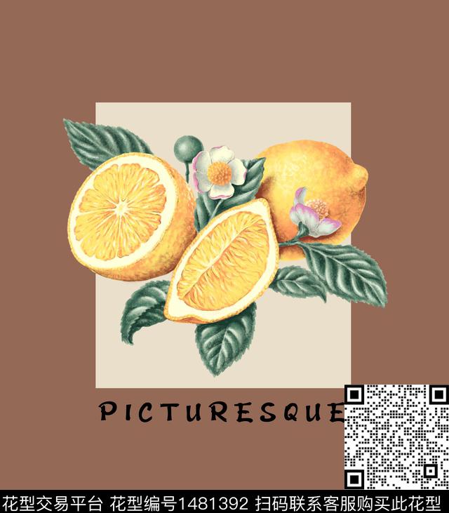 柠檬 T恤印花.jpg - 1481392 - 柠檬 水果 彩铅 - 数码印花花型 － 女装花型设计 － 瓦栏