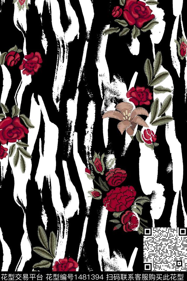 2222a.jpg - 1481394 - 几何 民族风 花卉 - 数码印花花型 － 女装花型设计 － 瓦栏