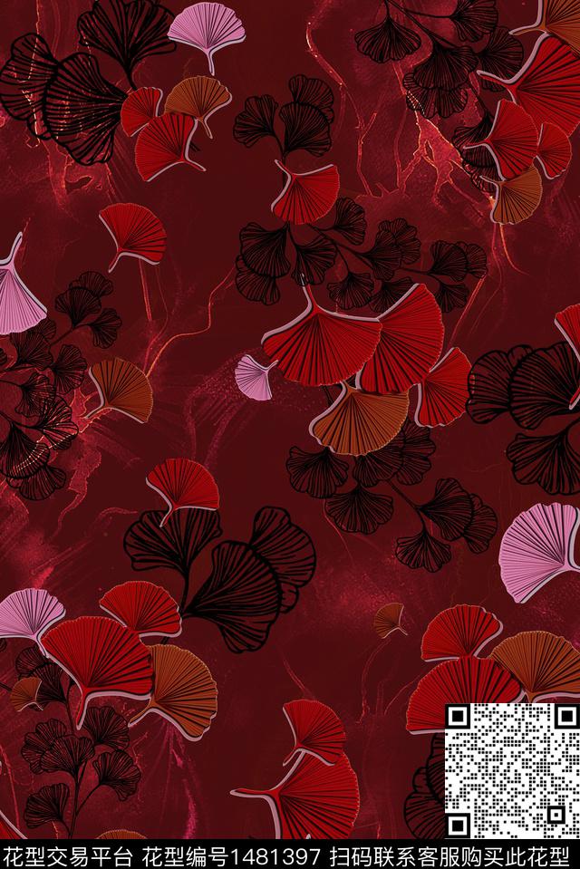 花卉大牌风中国风数码印花花型下载（图片编号: 1481397） - 瓦栏（Walan）