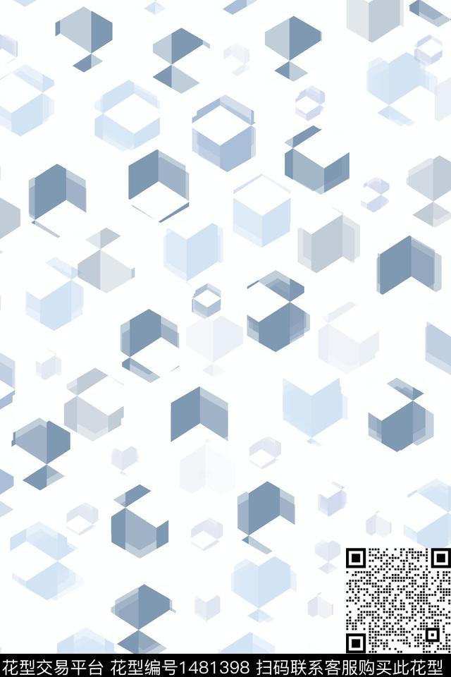 几何格子大牌风数码印花花型下载（图片编号: 1481398） - 瓦栏（Walan）