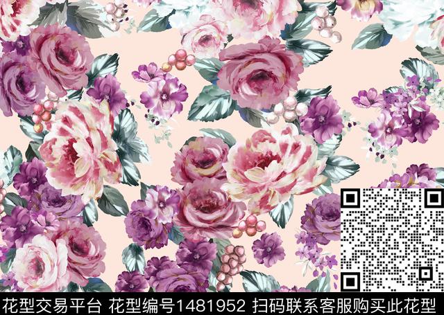 2022031202.jpg - 1481952 - 民族花卉 民族风 花卉 - 传统印花花型 － 女装花型设计 － 瓦栏