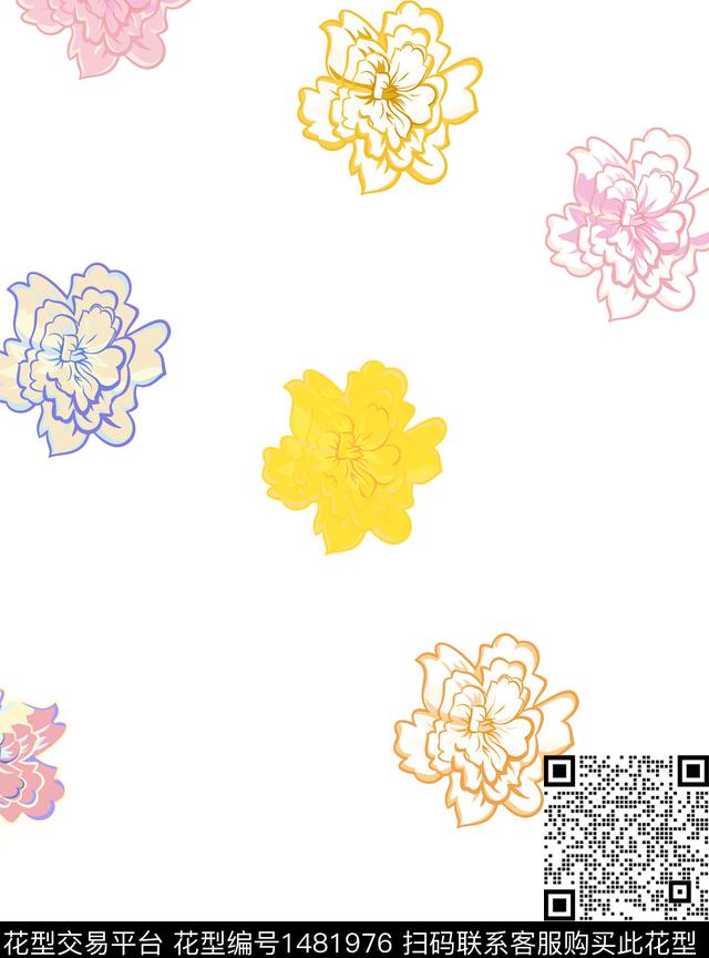 花.jpg - 1481976 - 数码花型 花卉 牡丹 - 数码印花花型 － 女装花型设计 － 瓦栏