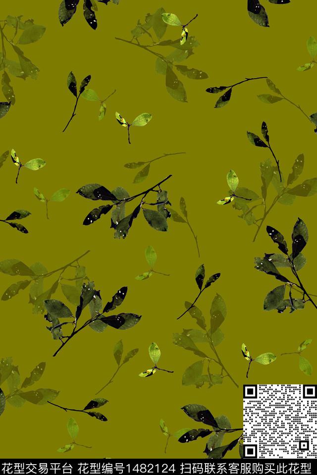 Y22M0152.jpg - 1482124 - 女装 素雅 绿植树叶 - 数码印花花型 － 女装花型设计 － 瓦栏