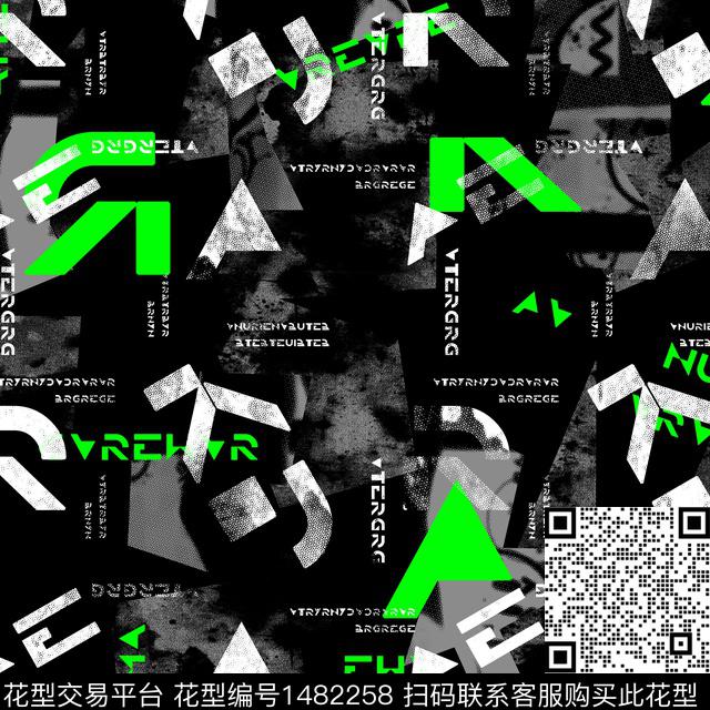 几何字母趋势花型传统印花花型下载（图片编号: 1482258） - 瓦栏（Walan）