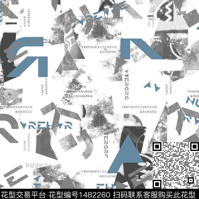 几何字母趋势花型传统印花花型下载（图片编号: 1482260） - 瓦栏（Walan）