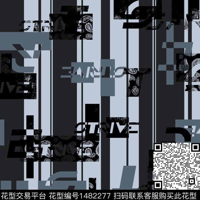几何字母趋势花型传统印花花型下载（图片编号: 1482277） - 瓦栏（Walan）