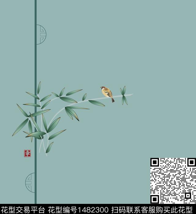 中式被套.jpg - 1482300 - 民族风 花卉 大牌风 - 数码印花花型 － 床品花型设计 － 瓦栏