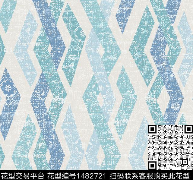 菱形几何花卉肌理传统印花花型下载（图片编号: 1482721） - 瓦栏（Walan）