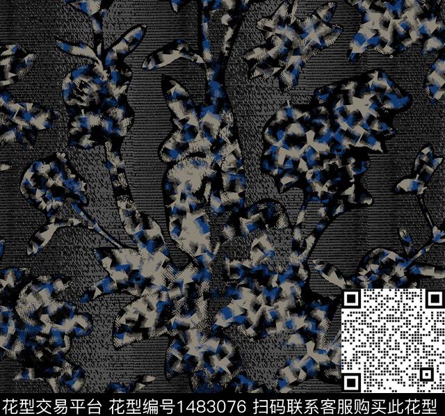 花卉抽象花卉肌理传统印花花型下载（图片编号: 1483076） - 瓦栏（Walan）