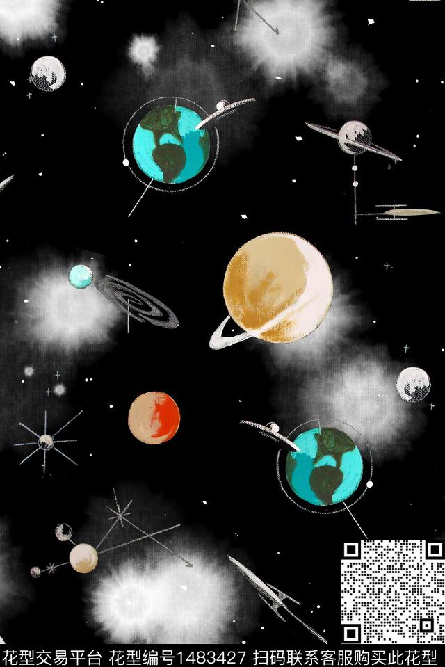 大牌风休闲星空数码印花花型下载（图片编号: 1483427） - 瓦栏（Walan）