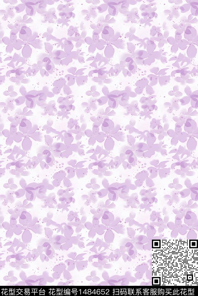紫色碎花.jpg - 1484652 - 彩底花卉 连衣裙 趋势花型 - 数码印花花型 － 女装花型设计 － 瓦栏