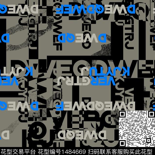 字母几何趋势花型传统印花花型下载（图片编号: 1484669） - 瓦栏（Walan）