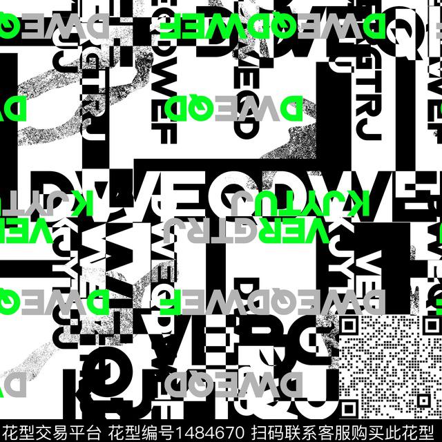 字母几何趋势花型传统印花花型下载（图片编号: 1484670） - 瓦栏（Walan）