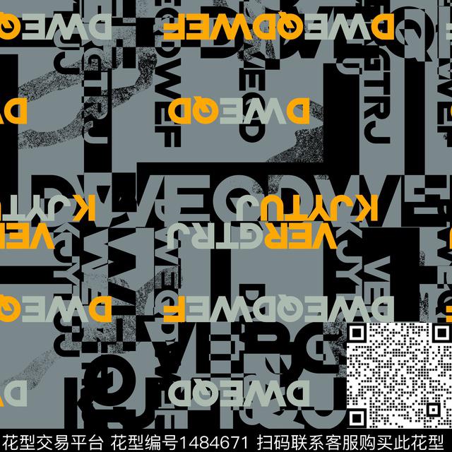 字母几何趋势花型传统印花花型下载（图片编号: 1484671） - 瓦栏（Walan）