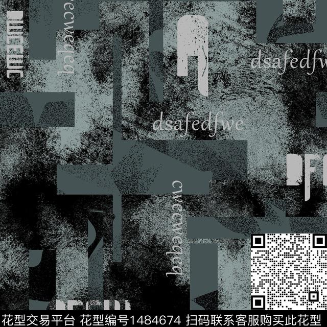 字母几何趋势花型传统印花花型下载（图片编号: 1484674） - 瓦栏（Walan）