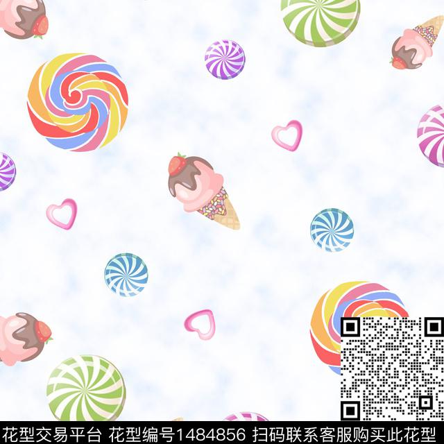 糖果.jpg - 1484856 - 小清新 趣味 冰激凌 - 数码印花花型 － 童装花型设计 － 瓦栏