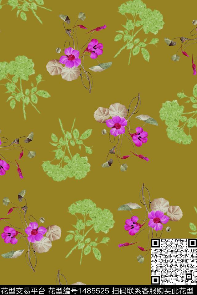 2022-3-23.jpg - 1485525 - 花卉 月季花 纯色花底 - 数码印花花型 － 女装花型设计 － 瓦栏