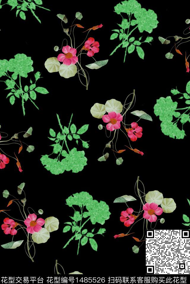 2022-3-23-01.jpg - 1485526 - 花卉 月季花 纯色花底 - 数码印花花型 － 女装花型设计 － 瓦栏
