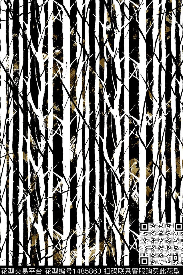 H9848.jpg - 1485863 - 树枝 纹理 潮牌 - 传统印花花型 － 男装花型设计 － 瓦栏