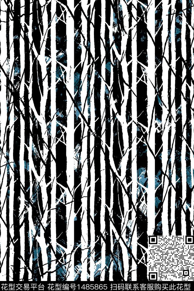 H9848-1.jpg - 1485865 - 树枝 纹理 潮牌 - 传统印花花型 － 男装花型设计 － 瓦栏