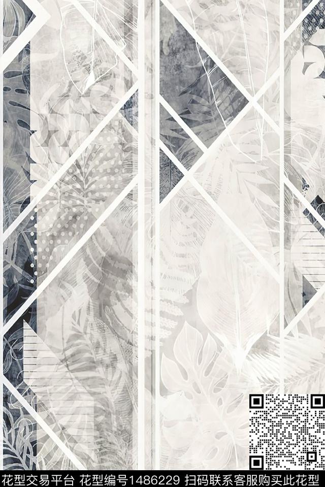 几何格子大牌风数码印花花型下载（图片编号: 1486229） - 瓦栏（Walan）