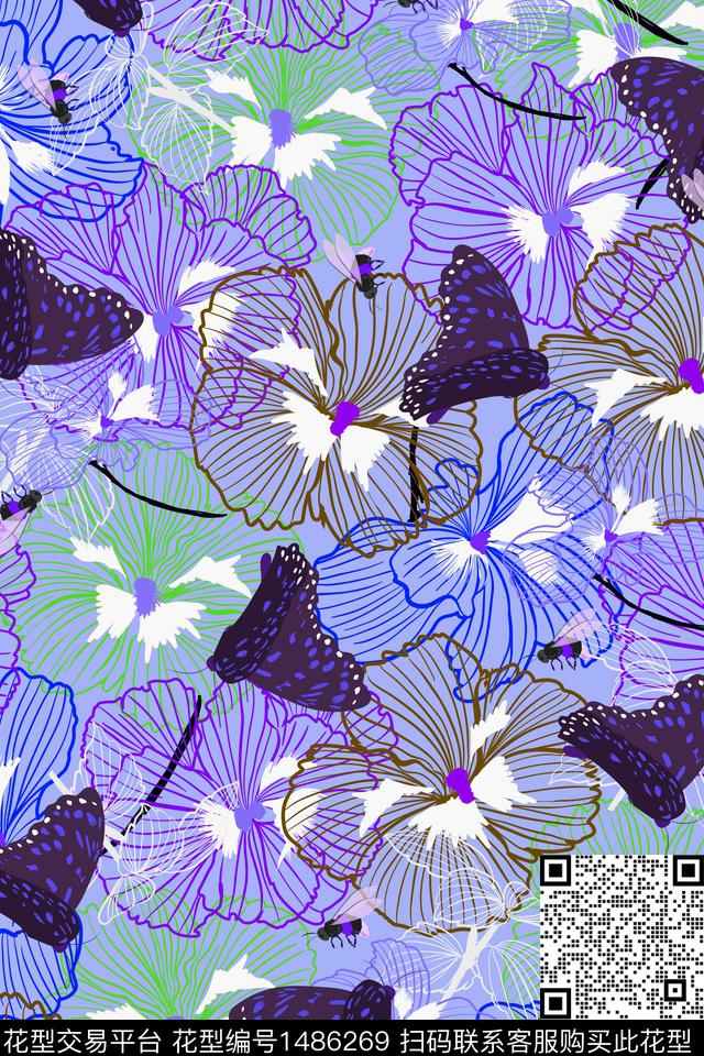花卉20088-2.jpg - 1486269 - 绿植树叶 民族风 花卉 - 数码印花花型 － 女装花型设计 － 瓦栏