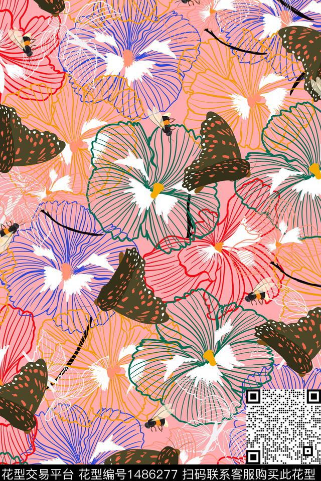 花卉20088.jpg - 1486277 - 绿植树叶 民族风 花卉 - 数码印花花型 － 女装花型设计 － 瓦栏