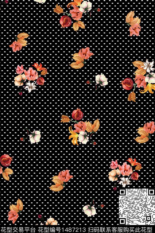 W20060014-改.jpg - 1487213 - 石榴 波点 小碎花 - 数码印花花型 － 女装花型设计 － 瓦栏