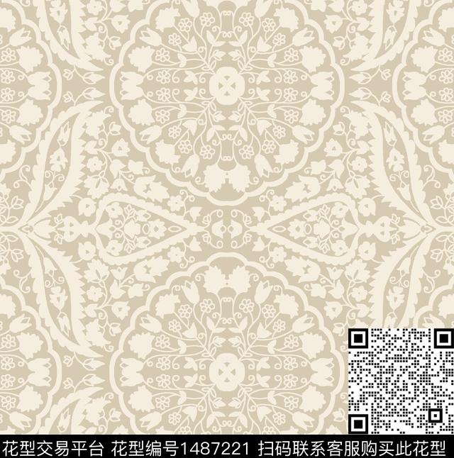 TL-202201-9.jpg - 1487221 - 佩斯利 民族风 大牌风 - 传统印花花型 － 床品花型设计 － 瓦栏