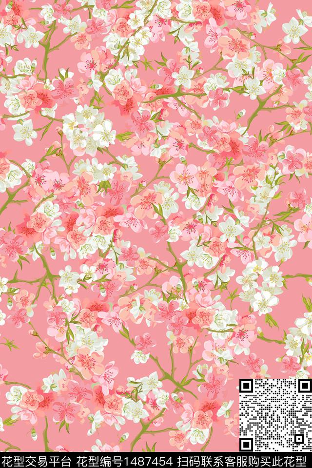 绿植树叶民族风花卉数码印花花型下载（图片编号: 1487454） - 瓦栏（Walan）