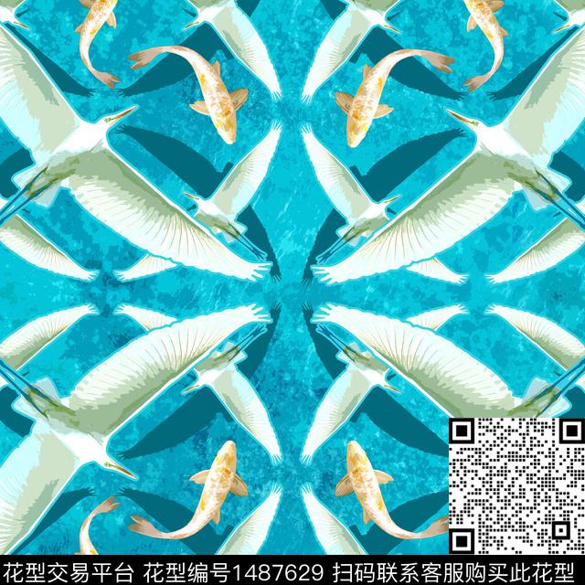 ocean001.jpg - 1487629 - 鸟 海洋 清爽 - 数码印花花型 － 女装花型设计 － 瓦栏