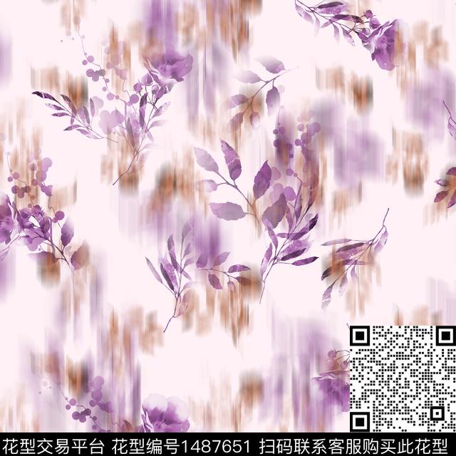 水彩绿植树叶肌理数码印花花型下载（图片编号: 1487651） - 瓦栏（Walan）