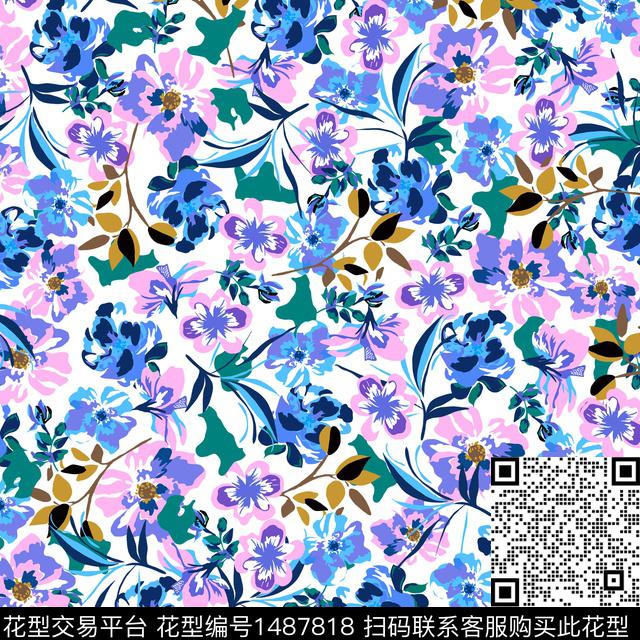 XPX-Woo1.jpg - 1487818 - 数码花型 连衣裙 鲜花 - 数码印花花型 － 女装花型设计 － 瓦栏