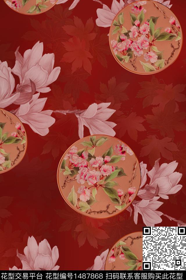 Orst_gmd0568K.jpg - 1487868 - 花卉 旗袍 真丝 - 数码印花花型 － 女装花型设计 － 瓦栏