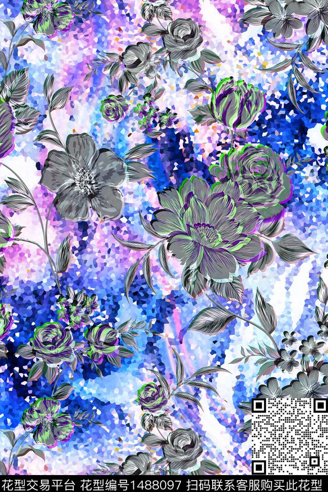 HWH-007.jpg - 1488097 - 几何 定位花 民族风 - 数码印花花型 － 女装花型设计 － 瓦栏