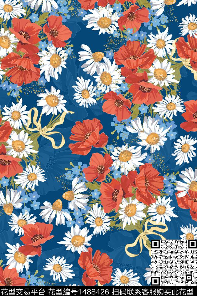 绿植树叶花卉数码印花花型下载（图片编号: 1488426） - 瓦栏（Walan）