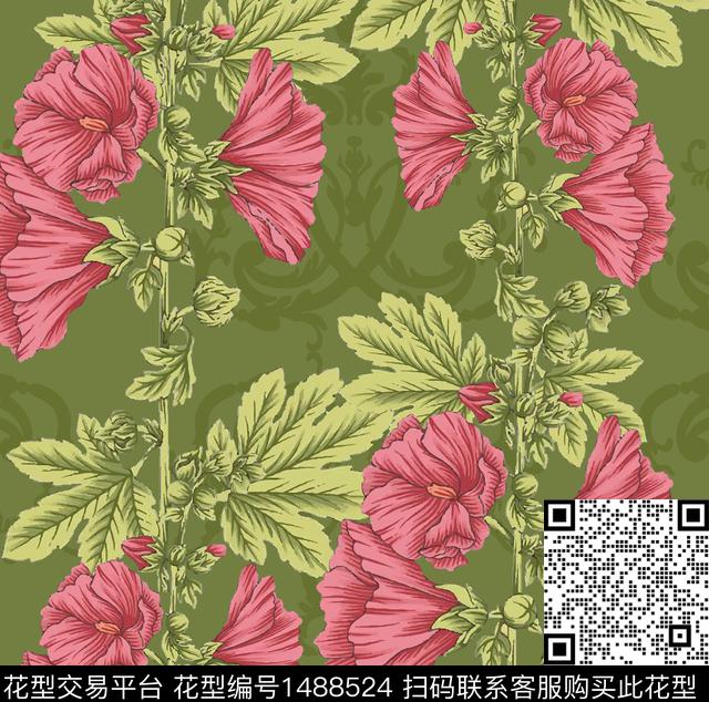 0401-2-3.jpg - 1488524 - 绿植树叶 定位花 花卉 - 数码印花花型 － 女装花型设计 － 瓦栏
