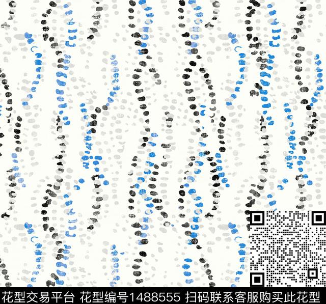 荧光几何黑底花卉传统印花花型下载（图片编号: 1488555） - 瓦栏（Walan）