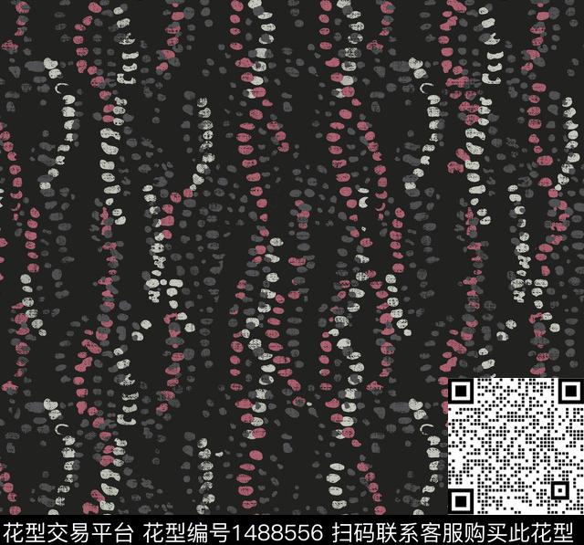 荧光几何黑底花卉传统印花花型下载（图片编号: 1488556） - 瓦栏（Walan）
