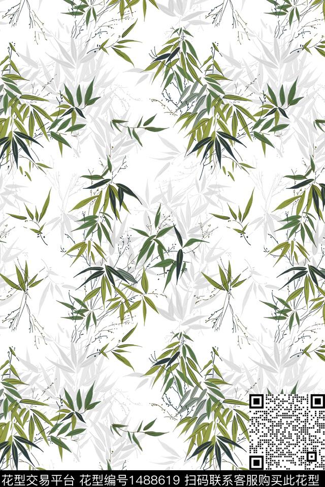 绿植树叶民族风大牌风数码印花花型下载（图片编号: 1488619） - 瓦栏（Walan）