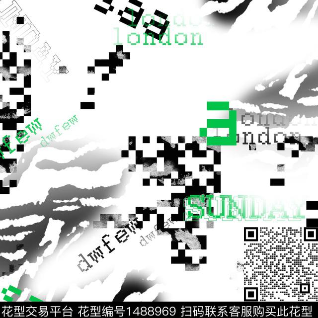 几何字母趋势花型传统印花花型下载（图片编号: 1488969） - 瓦栏（Walan）