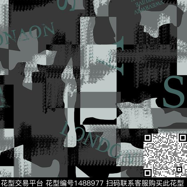 几何字母趋势花型传统印花花型下载（图片编号: 1488977） - 瓦栏（Walan）