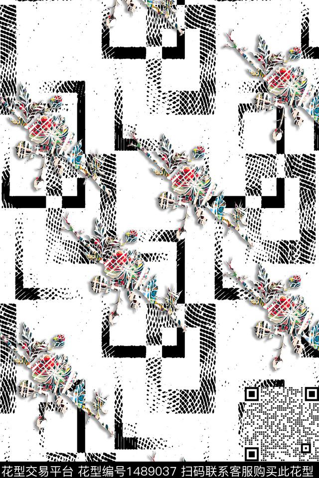 13.jpg - 1489037 - 几何 时尚 花卉 - 数码印花花型 － 女装花型设计 － 瓦栏