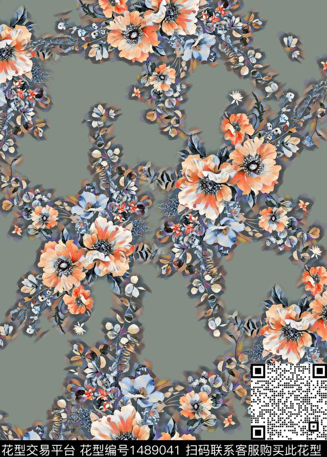 AS224401.jpg - 1489041 - 数码花型 女装 花卉 - 数码印花花型 － 女装花型设计 － 瓦栏