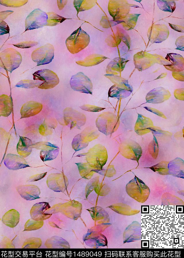 AS224402.jpg - 1489049 - 数码花型 绿植树叶 女装 - 数码印花花型 － 女装花型设计 － 瓦栏