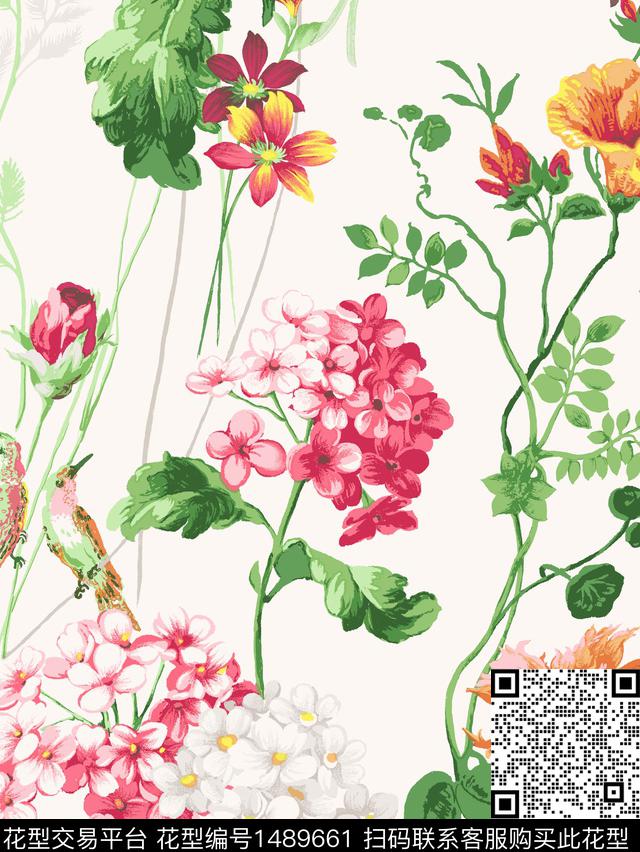1314114.jpg - 1489661 - 蝴蝶兰 花卉 满版散花 - 传统印花花型 － 女装花型设计 － 瓦栏