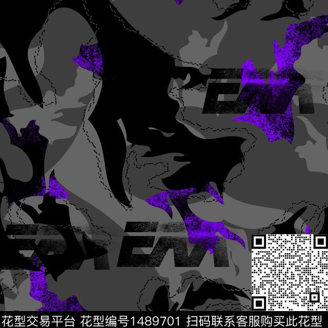 几何字母趋势花型传统印花花型下载（图片编号: 1489701） - 瓦栏（Walan）